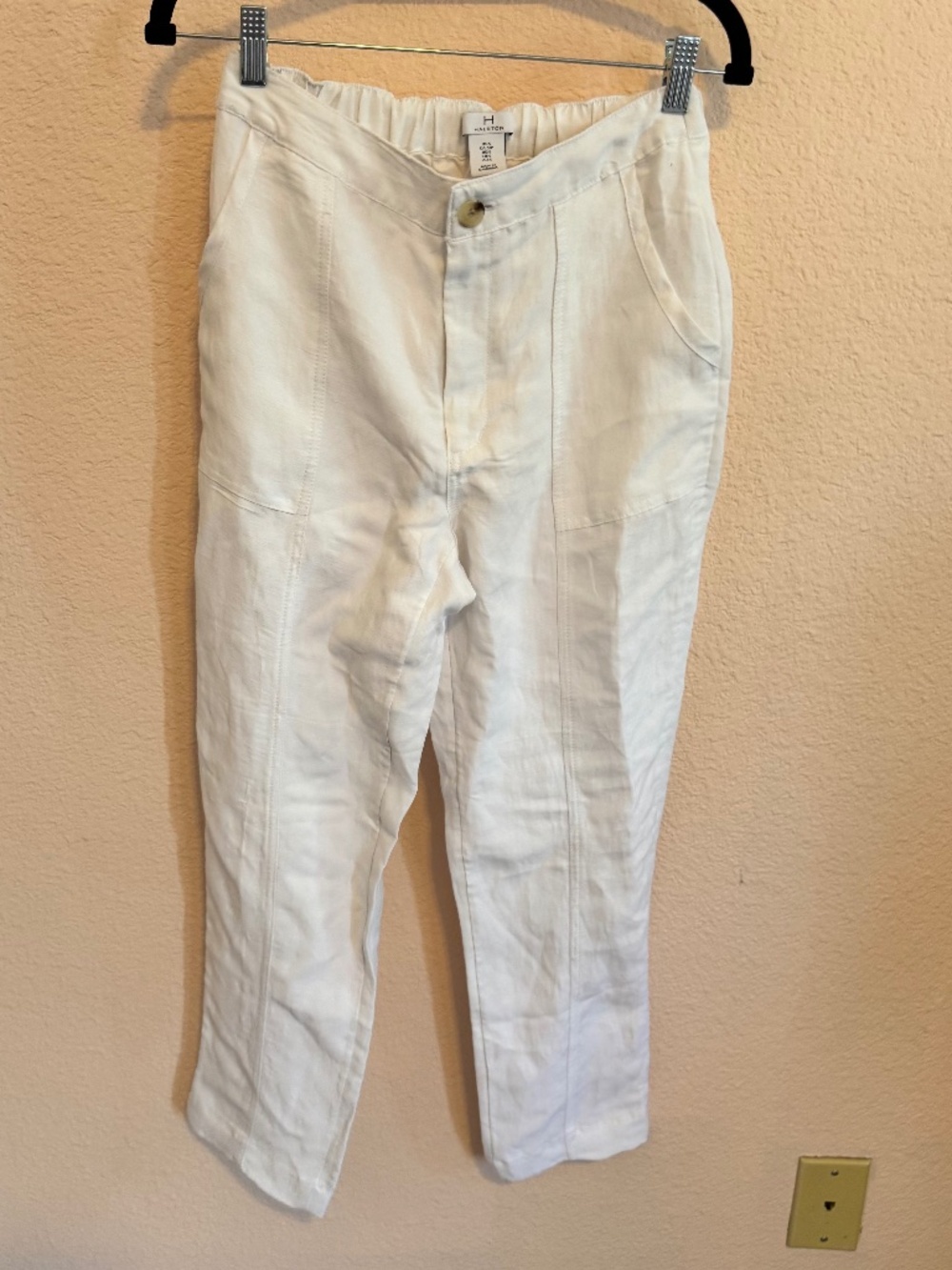 Coastal Grandma Minimalist Clean Linen Blend Ankle Length pants Small NWOT